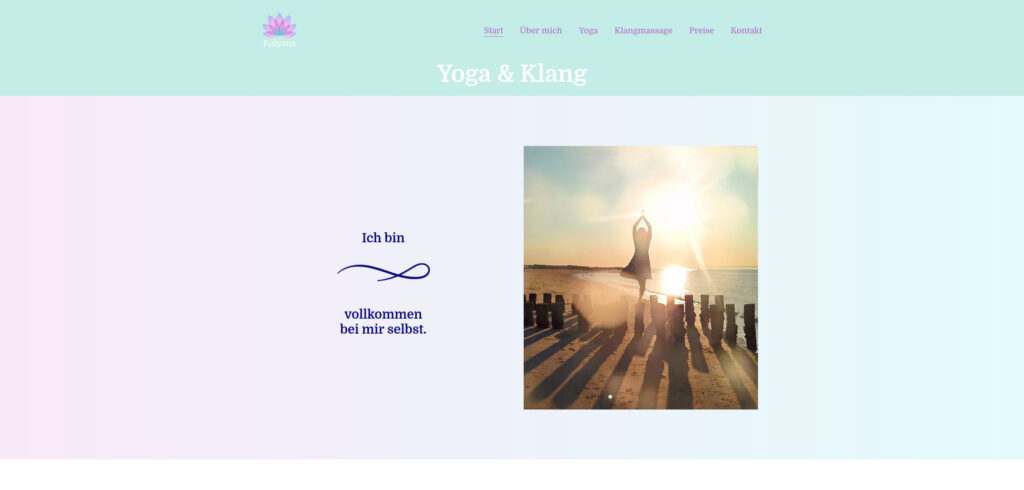 Homepage für Kalyana Yoga
