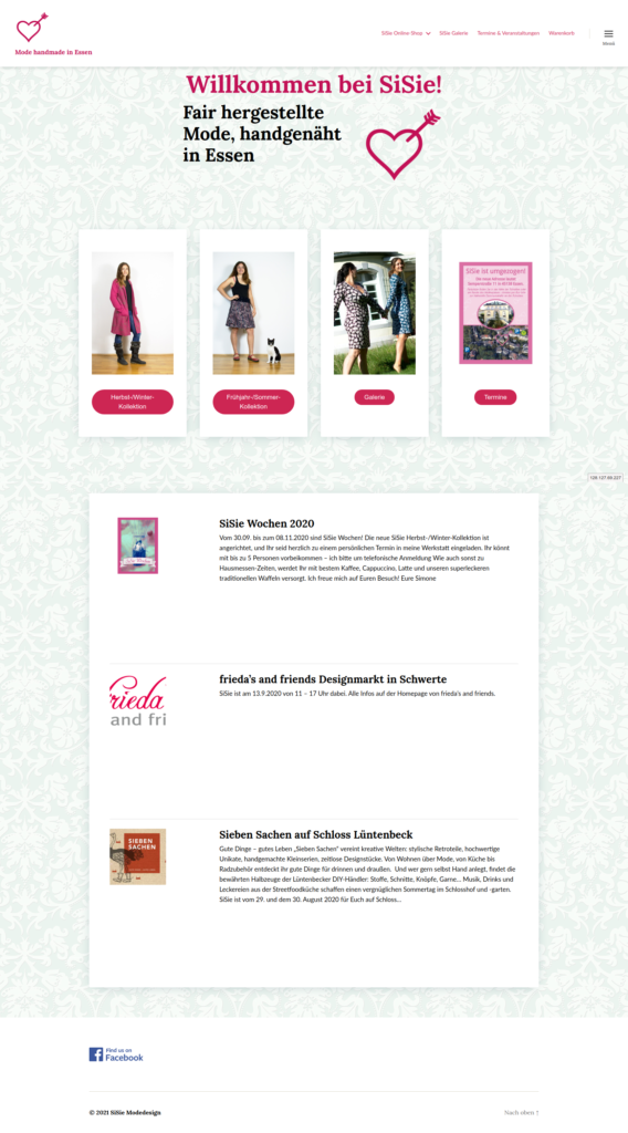 Online-Shop "SiSie Modedesign"