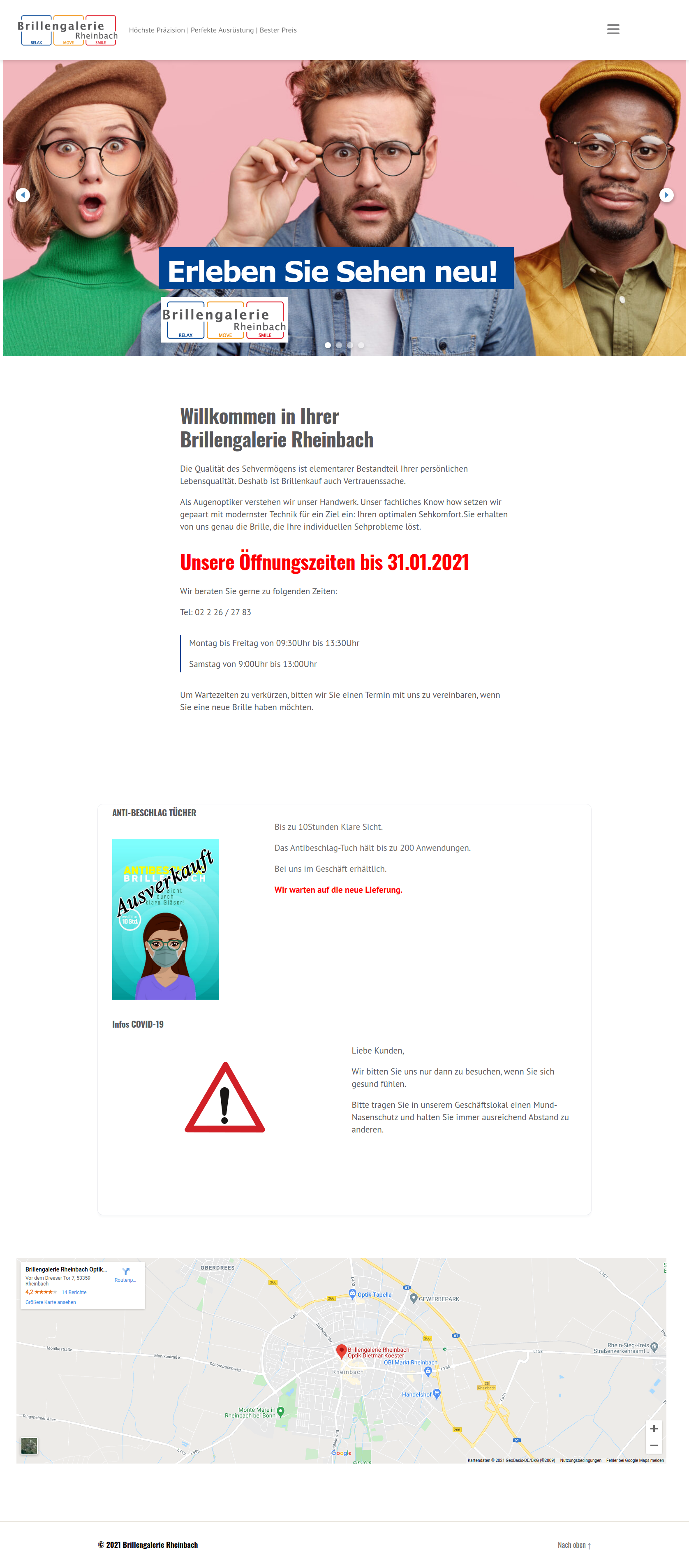 Homepage „Brillengalerie Rheinbach"