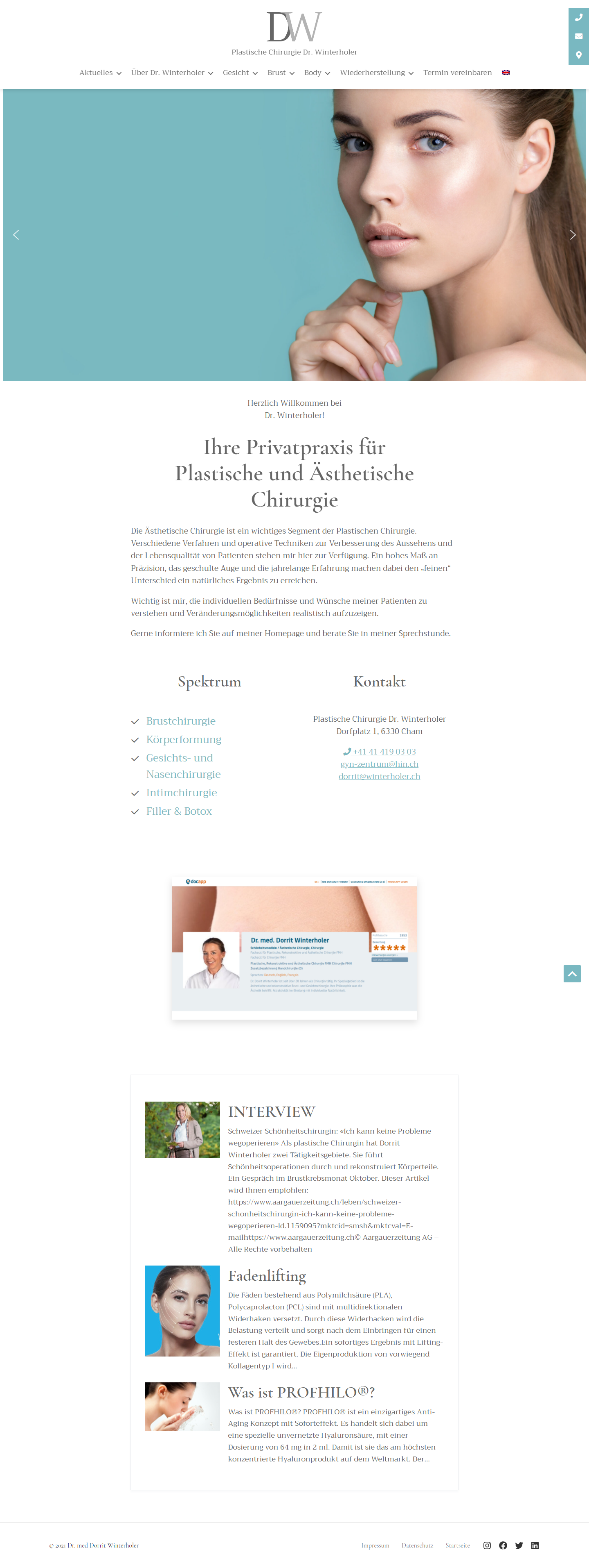 Homepage „Plastische Chirurgie Dr. Winterholer“