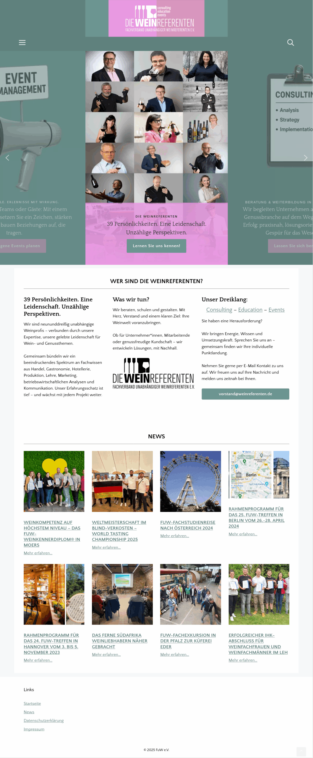 Relaunch der Homepage für den Fachverband unabhängiger Weinreferenten e.V.