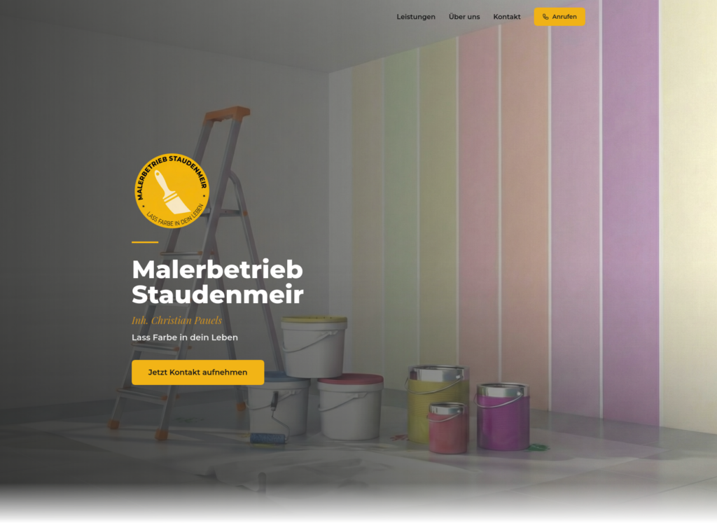 Homepage Malerbetrieb Staudenmeir - Header mit Hero-Bereich