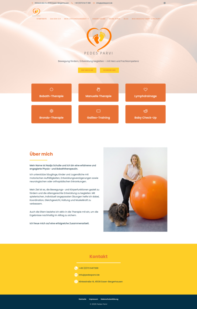 Screenshot Pedes Parvi – Kinderphysiotherapie und Bobath-Therapie in Essen-Bergerhausen